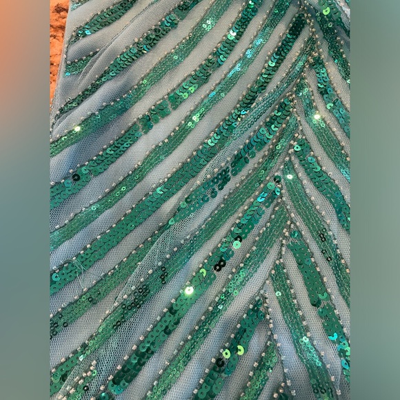 Zapaka turquoise sparkle fringe dress - Picture 4 of 4